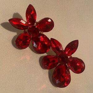 Red flower earrings